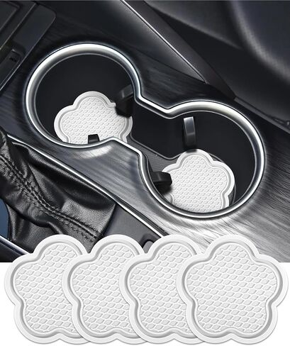 4PCS Car Cup Coaster,Car Coaster Car Holder Coaster,Universal Car Cup Holder Coaster,Car Accessories Anti Slip Cup Holder Insert Coaster, Car Cup Mat Cute Car Coasters for Car (White) in Saudi Arabia