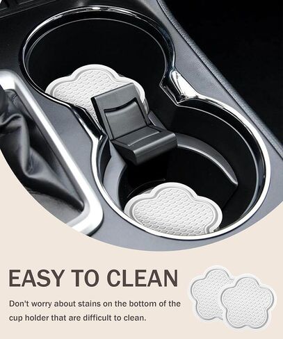 4PCS Car Cup Coaster,Car Coaster Car Holder Coaster,Universal Car Cup Holder Coaster,Car Accessories Anti Slip Cup Holder Insert Coaster, Car Cup Mat Cute Car Coasters for Car (White) in Saudi Arabia
