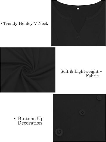 VISLILY Women's Plus-Size-Summer-Tops Trendy Henley V Neck T-Shirts Flowy Pleated Tunics Short Sleeve Buttons Up Blouses in Kuwait