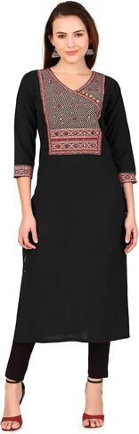 ladyline Traditional Kurti Top for Women Hand work Angrakha Style Indian Kurta Tunic Dress in Saudi Arabia