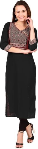 ladyline Traditional Kurti Top for Women Hand work Angrakha Style Indian Kurta Tunic Dress in Saudi Arabia