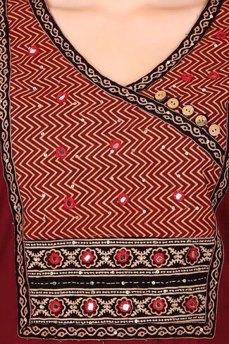 ladyline Traditional Kurti Top for Women Hand work Angrakha Style Indian Kurta Tunic Dress in Saudi Arabia