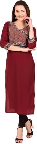 ladyline Traditional Kurti Top for Women Hand work Angrakha Style Indian Kurta Tunic Dress in Saudi Arabia