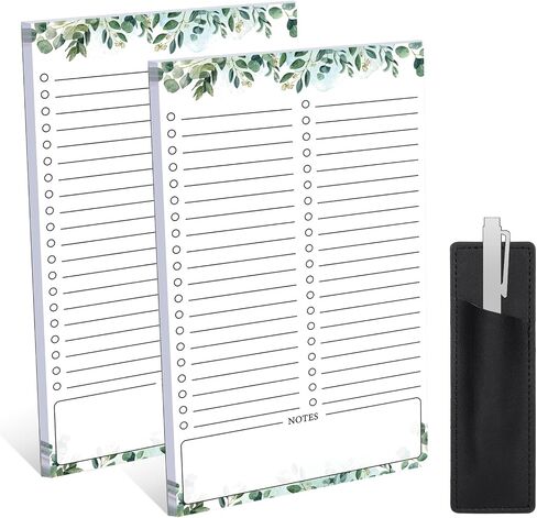 2 Pack Grocery List Magnet Pad for Fridge with Pen Holder, Totally 120 Sheets Magnetic Note Pad for Fridge Full Back Magnet Shopping List, To Do List, Memo Notepads with Pen Holder, 4.5x7.5" in Kuwait
