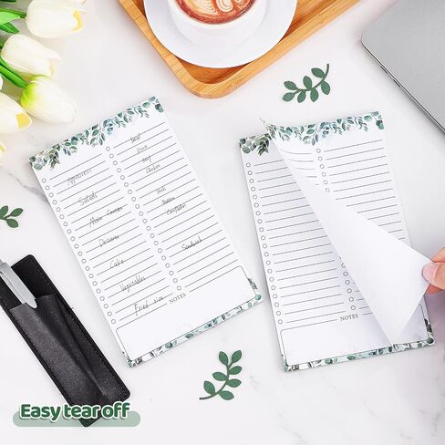 2 Pack Grocery List Magnet Pad for Fridge with Pen Holder, Totally 120 Sheets Magnetic Note Pad for Fridge Full Back Magnet Shopping List, To Do List, Memo Notepads with Pen Holder, 4.5x7.5" in Kuwait