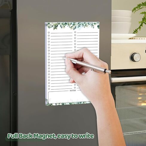 2 Pack Grocery List Magnet Pad for Fridge with Pen Holder, Totally 120 Sheets Magnetic Note Pad for Fridge Full Back Magnet Shopping List, To Do List, Memo Notepads with Pen Holder, 4.5x7.5" in Kuwait