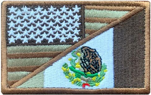 Tactical USA/Mexico Friendship Flag Embroidered Patches (1 Pack) - 2"x 3.15" American/Mexican Flag Military Uniform Emblem Patch - Loop & Hook Fasteners for Tactical Garment & Gears(Brown) in Saudi Arabia