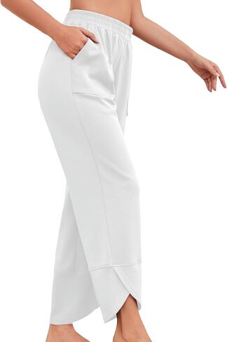 Quenteen Womens Wide Leg Baggy Sweatpants Elastic Waist Casual Loose Slouchy Curved Hem Lounge Travel Sweat Pants in Saudi Arabia