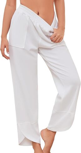 Quenteen Womens Wide Leg Baggy Sweatpants Elastic Waist Casual Loose Slouchy Curved Hem Lounge Travel Sweat Pants in Saudi Arabia