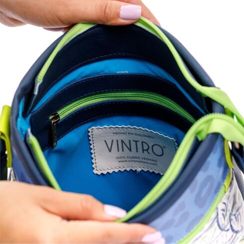 حقيبة كروس من الجلد النباتي للنساء من VINTRO، حقيبة كروس كبيرة مع جيب أمامي بسحاب in Saudi Arabia