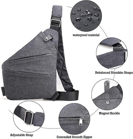 Anti-Theft Travel Bag |Slim Sling Bag - Anti-theft Crossbody Bags for Women Men in Saudi Arabia