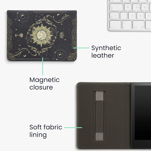 حافظة kwmobile متوافقة مع Amazon Kindle Paperwhite 11. حافظة الجيل 2021 - غطاء من البولي يوريثان مع حزام - أسود للسفر/متعدد الألوان in Kuwait