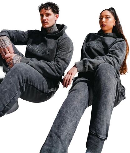 Men Cotton Hoodies Acid Wash Comfortable Ribbed Cuff and Waistband Sweatshirt (Sizes S-2XL) in Saudi Arabia
