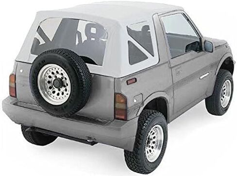 Sierra Offroad Soft Top Replacement for Suzuki Sidekick & Chevrolet Tracker 1986-1994, Leather Grain Vinyl, Black, Clear Windows in Kuwait