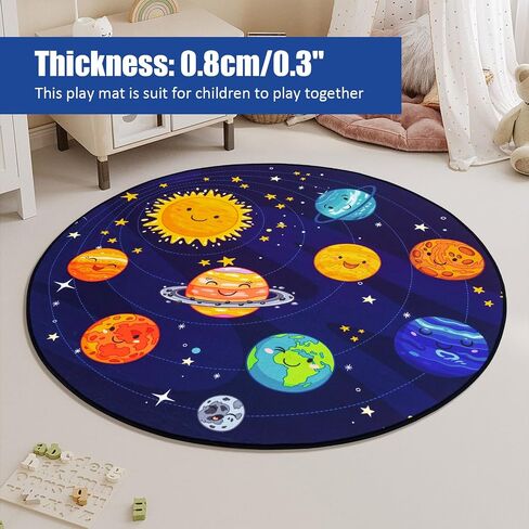 Round Space Rug for Kids Room Solar System Circle Rugs for Bedroom Kids Rugs for Playroom Boys Space Planet Theme Rug Living Room Dining Room Decor 40x40 inch in Saudi Arabia