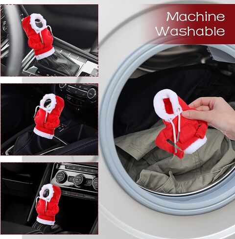 Car Shift Knob Hoodie Cover, Christmas Auto Gear Shift Hoodie Shifter Hoodie Protector Universal Car Shift Knob Cover Interior Decor Accessories(Red) in Saudi Arabia