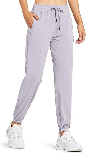Libin Women's Lightweight Joggers Quick Dry Hiking Running Pants Athletic Workout Track Casual with Zipper Pockets in Kuwait