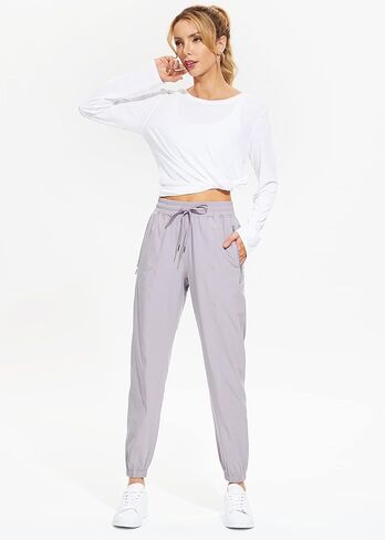Libin Women's Lightweight Joggers Quick Dry Hiking Running Pants Athletic Workout Track Casual with Zipper Pockets in Kuwait