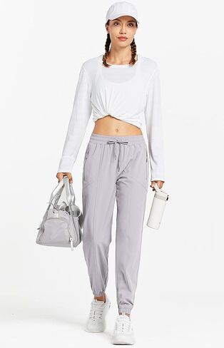 Libin Women's Lightweight Joggers Quick Dry Hiking Running Pants Athletic Workout Track Casual with Zipper Pockets in Kuwait