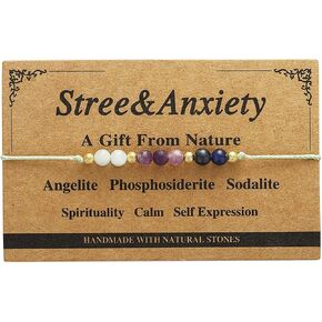 2Pcs Healing Spiritual Crystal Bracelets Stress Relief Anxiety Calming Bracelet Empath Protection Bracelet for Women Men Reiki Natural Stone Tiger Eye Amethyst Bracelets with Meaningful Card
