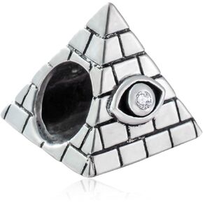 Evil Eye on Egyptian Pyramid Charms fit Pandora Snake Chain, 925 Sterling Silver Egypt Eye of Horus Triangle Beads, Gifts for Holiday/Valentines/World Travel/Retirement