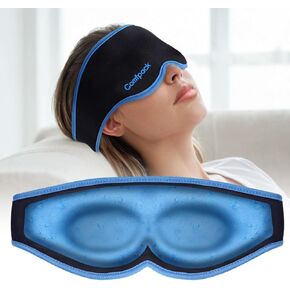 3D Cooling Sleep Mask, Gel Sleep Eye Mask with Hot & Cold Compress Therapy, Zero Eye Pressure Blackout Night Blindfold, Soft & Comfortable Ice Cold Pack for Puffy Eyes, Dark Circle