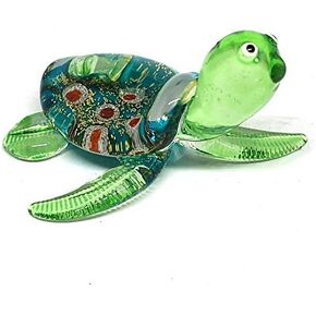 ZOOCRAFT Sea Turtle Hand Blown Glass Figurine Collectible Aquarium Miniature Home Garden Decor Personalized Gift