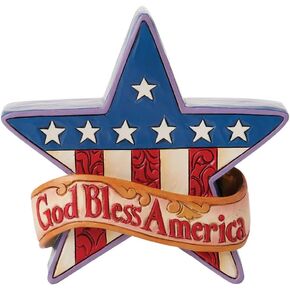 Enesco Jim Shore Heartwood Creek Patriotic Star America Miniature Figurine - Stone Resin Hand Painted Crafted Collectible Decorative USA Mini Figurines Home Decor Statue, 3.6 Inch