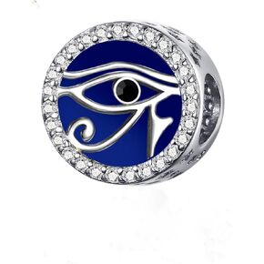Blue Evil Eye Hamsa Hand Bead of Fatima Symbol Protective Frame Charms Dangle Bead fit European Charm Bracelet & Necklace