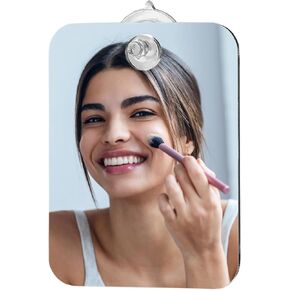 Shower Mirror Fogless for Shaving Anti Fog Barthroom Mirror with Hanging Hook Small Shatterproof Shaving Mirror Wall Mounted Suction - 13 x 17 cm
