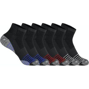 U.S. Polo Assn. 6 Pair Men's QUARTER Length Athletic Performance Socks - Ultra-Soft Moisture Control Running & Breathable Socks - Shoe Size 6-12, BLK 6336