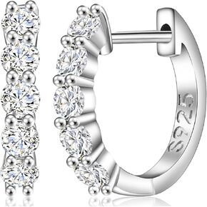1 Ct D Color VVS1 Moissanite Earrings for Women 925 Sterling Silver Hoop Earrings Hypoallergenic Huggie Earrings (with Gift Box)