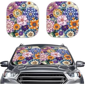 Van Gogh Windshield Sunshade for Car Sun Shade Windshield Foldable Sun Shield for SUV Front Window Covers 2 Piece Starry Sky Galaxy Sun Visors Blocker Protection