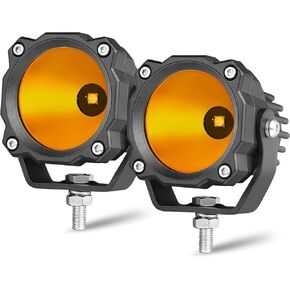 3 Inch Round LED Pod Lights 50W Spot Amber Motorcycle Driving Lights Amber LED Pods Offroad Lights Round Fog Lights 2PCS for Motorcycle Truck Pickup UTV ATV SUV