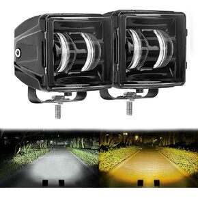 LED Cubes Pods Lights, 120W 3 Inch LED Spot Work Light Bar with Dual Color of White &Yellow Light for 4x4 Off Road Motorcycle Uaz ATV SUV UTV Trucks Beam Fog Driving Lamp