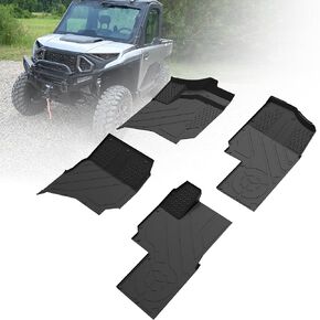 Front & Rear Floor Mat for Polaris Ranger XD 1500 Crew 2024 2025, TPE Row Floor Liners All Weather Protection Slush Mats for Polaris Ranger XD 1500 Crew 2024 2025 Accessories (2PCS)