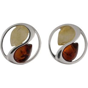 Amber Earrings - Sterling Silver Baltic Honey and Lemon Amber Stud Earrings - Sterling Silver Jewelry Collection