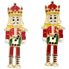 Nutcracker Earrings Christmas Stud Earrings for Women Cute Nutcracker Soldier Beaded Crystal Jewelry Holiday Dangle Earrings Christmas Stocking Gift