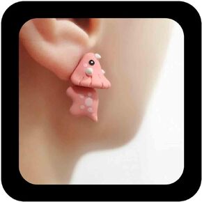 Cute Cartoon Animal Earrings Funny Animal Bite Earrings 3D Clay Stud Earrings Dinosaur Shark Dog Hippo Whale Crocodile Earrings Jewelry For Women(Yellow Dog) in Kuwait