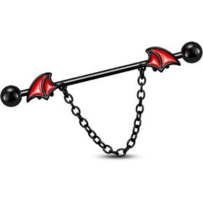 سم Crareesi هوس الهالوين الحديد الصناعي 316L الفولاذ المقاوم للصدأ ثقب المجوهرات الصناعية 14G الخفافيش الصناعية ثقب بار سلسلة الأقراط الصناعية in Kuwait