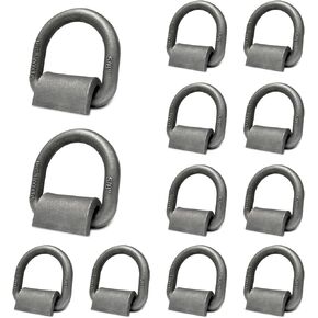 Heavy Duty Weld-On Forged D Ring, 5/8" D-Ring Trailer Tie Down Anchor for Trailer, Truck Cargo, RV, ATV Tiedowns, Farm Applications and More. MBS:18,000 lbs, 12 Pack
