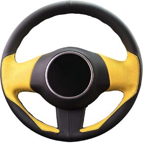 MEWANT Hand Stitch Breathable Beige Leather Car Steering Wheel Cover for Fiat 500 2007-2015 / Fiat 500e 2014-2018 / Fiat 500C 2014-2017 Steering Wheel Accessories for Fiat 500