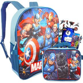 Avengers 16" Backpack and Lunch Box Set: Stickers, More | Marvel School Supplies