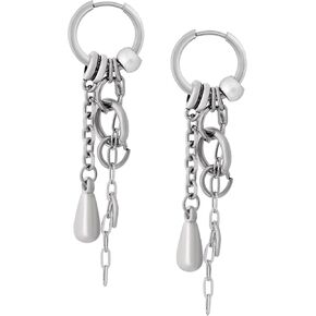 Sacina Gothic Punk Silver-tone Hoop Chain Earrings, Gothic Earrings, Grunge Earrings, Emo earrings, Punk earrings, Christmas Jewelry Gift For Women