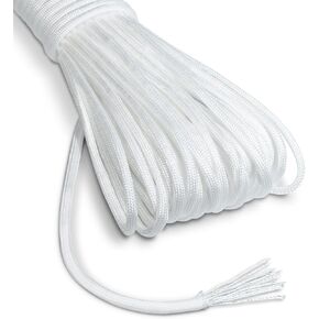 CooBigo Paracord Rope 1000lb,4mm 12 Strand Parachute Cord,100ft White Paracord for DIY Weave Bracelet/Lanyards,Tent Camping,Hiking,Survival,or Others Outdoor Gear