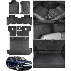 Floor Mats for Toyota 4Runner 2013-2024 (5 Seats Only) with Cargo Liner Back Seat Backrest Cover Protector, All-Weather TPE Rubber Waterproof Car Mat Full Set for 4 Runner Accessories