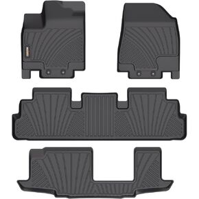 Binmotor-All Weather Floor Mats for 2024 2023 2022 Nissan Pathfinder 8 Passenger/Infiniti QX60 7 Passenger, 1st & 2nd & 3rd Row Full Set, Heavy Duty Car Floor Liners-Black Pathfinder Accessories