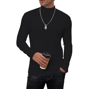 Mens Mock Turtleneck Long Sleeve Slim Fit Shirts Basic Casual Undershirts Lightweight Thermal Pullover