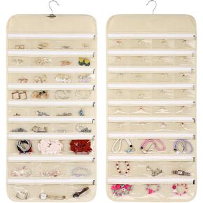 Cabilock Earring Holder Jewelry Holder 1PC Double Sided Jewelry Holder Hanging Jewelry Organizer Zipper Jewelry Pocket Wall Closet Jewelry Holder Jewelry Organizer Hanging Jewelry Wall Organizer