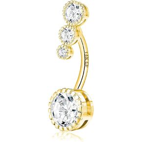 VERAMI 14G 925 Sterling Silver Belly Button Rings For Women 12mm Bar Navel Ring Round Cubic Zirconia Belly Rings Clear CZ Navel Rings Piercing in Kuwait